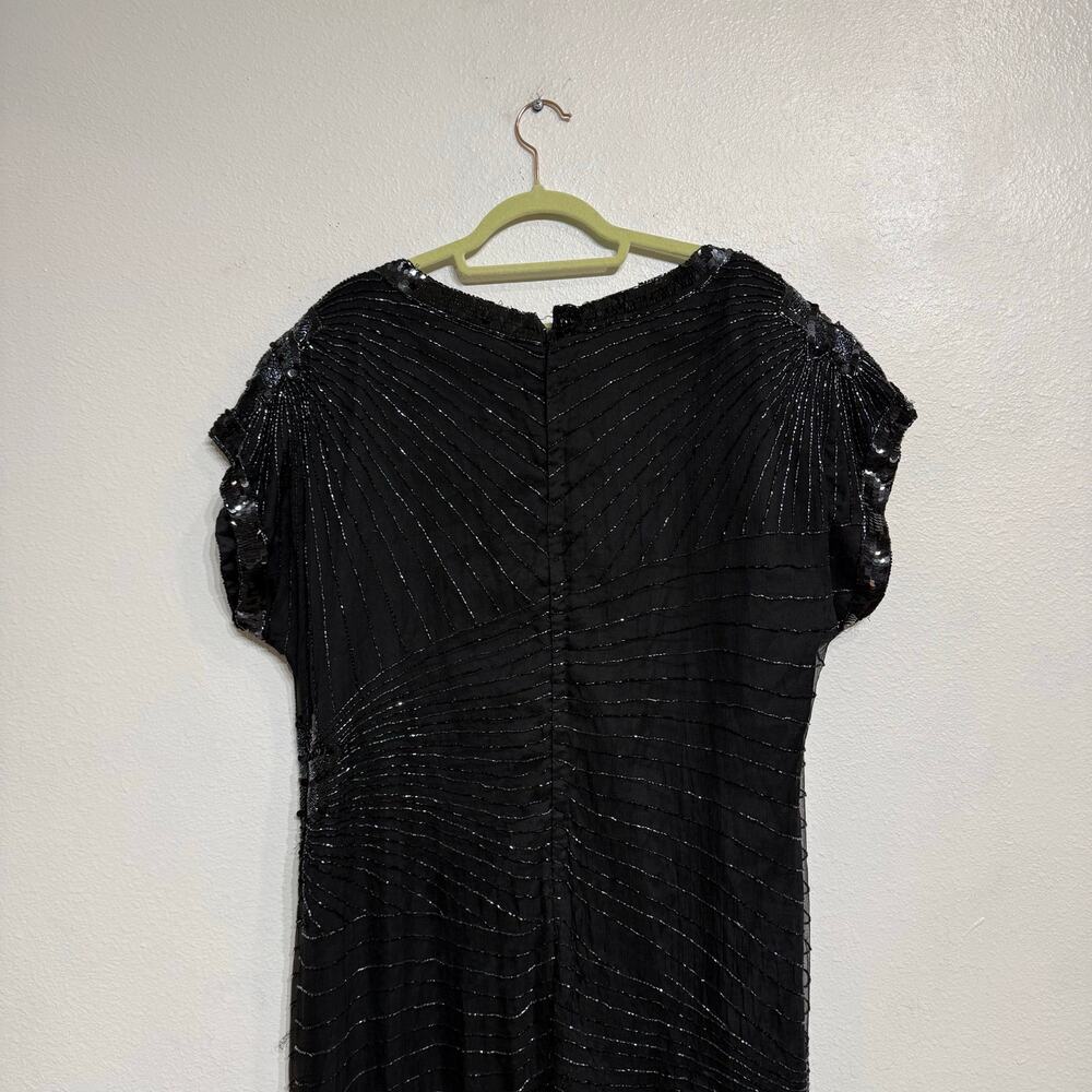 Laurence Kazar New York Black Silk Beaded Vintage Maxi Gown Sz 3X - Picture 8 of 11